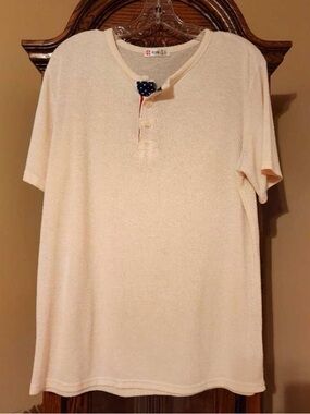 Men's Cream Short-Sleeve Henley Shirt